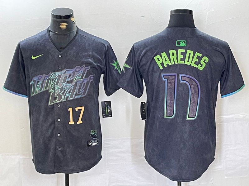 Men Tampa Bay Rays 17 Paredes Black City Edition Nike 2024 MLB Jersey style 2